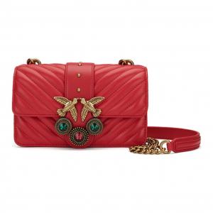 PINKO Кожаная сумка через плечо кроссбоди женская красная