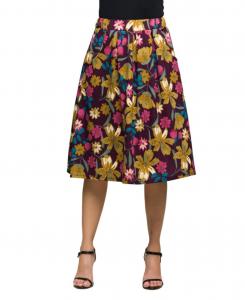 Женская фиолетовая юбка миди с цветочным принтом, эластичным поясом и карманами 24seven Comfort Apparel, Purple Multi