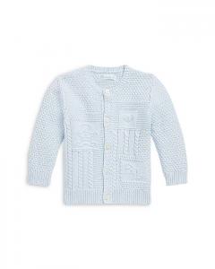 Кардиган контрастной вязки для мальчиков из органического хлопка Ralph Lauren — для малышей, синий