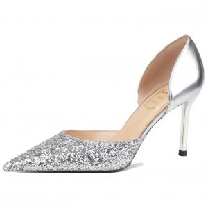 Тонкие каблуки на шпильке женские серебристый Zubumei, светло-золотистый