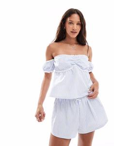 Эксклюзивный короткий комплект с бантом Frolic в сине-белую полоску The Frolic
