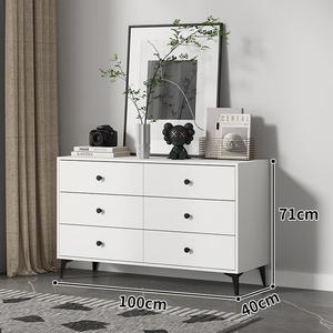 Mikemijia Комод 100х40х71 см для спальни из дерева, 6 ящиков, белый, современный дизайн
