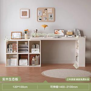 Угловой компьютерный стол Naijia 120x100 см, L-образный, с полками, из массива дерева 26 мм, цвет warm white