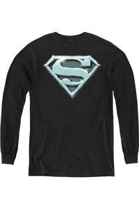 Футболка с длинным рукавом "Супермен Хромовый Щит" для детей Gildan, черный