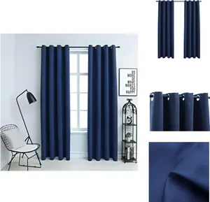 Плотные шторы с металлическими люверсами, 2 шт., синие, 140 x 175 см - Шторы и портьеры vidaXL