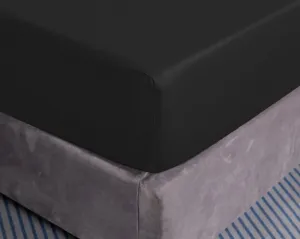 Простыня на резинке из хлопка 90x200+25, черная Cotton Market