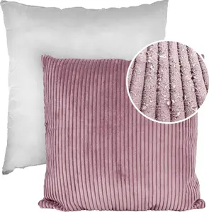 Декоративная подушка 60х60 см, чехол с наполнителем, чехол на молнии, однотонный вельветовый бархат, фиолетовый