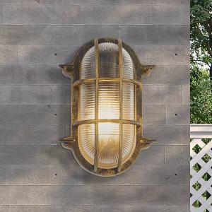 Настенный светильник searchlight Bulkhead, алюминий/стекло - 1 лампа - латунь