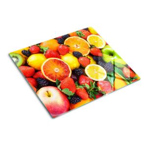 Стеклянная тарелка 60x52 см, разноцветные фрукты TULUP, мультиколор