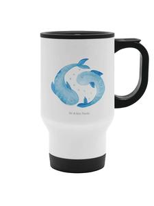 Mr. & Mrs. Panda Кружка на вынос с изображением знака зодиака Рыбы, без надписи, белого цвета