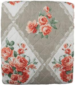 Покрывало Clayre & Eef 140x220 см Серый Розовый Хлопок Полиэстер Прямоугольные Цветы Clayre&Eef