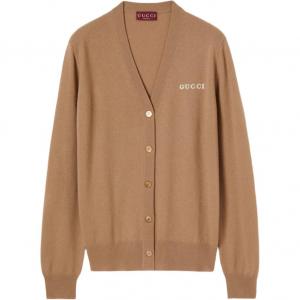 Кашемировый кардиган с интарсией Gucci, camel