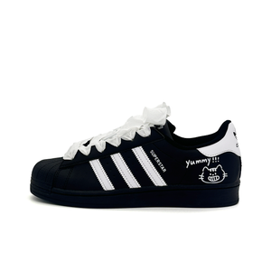 Adidas Originals Superstar 2 Naughty Kitten устойчивые к истиранию низкие детские скейтбординговые кроссовки Black для подростков
