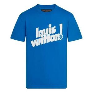 Футболка men's fw21 round neck logo alphabet printing classic short sleeve blue Louis Vuitton, синий