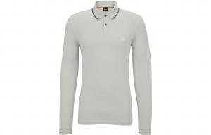 Поло с длинным рукавом и нашивкой с логотипом HUGO BOSS, серый