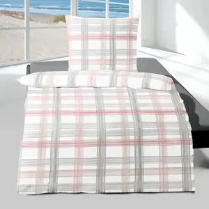 Постельное белье Dream Sleep Seersucker Bari Pink 155x220 см + 80x80 см Traumschlaf