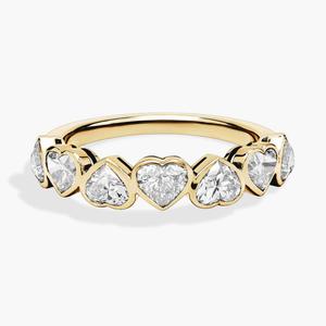 Кольцо на годовщину с 7 бриллиантами в форме сердца из желтого золота 14 карат (1 3/4 карата) Blue Nile