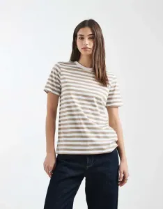 Футболка свободного кроя с короткими рукавами из серебристой норки и белой полоски Pieces