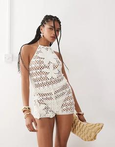 Пляжный топ-халтер Miss Selfridge, связанный крючком