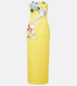 Платье-бюстье Rayna с цветочной аппликацией Leo Lin, Mustard