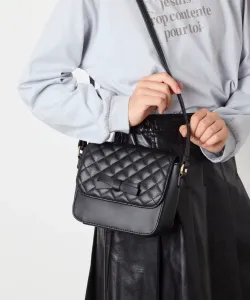 Стеганая сумка через плечо с лентами Avv, цвет Black