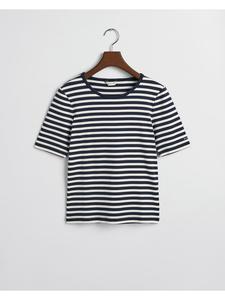 Gant Облегающая полосатая футболка в рубчик 1х1, цвет вечерний синий