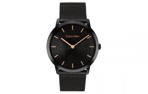Часы CALVIN KLEIN с кварцевым механизмом, стальной браслет, черный циферблат 37.5 мм, унисекс