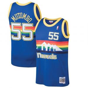 Мужская футболка Mitchell & Ness Dikembe Mutombo Blue Denver Nuggets Hardwood Classics Swingman Jersey, цвет Nug Blue