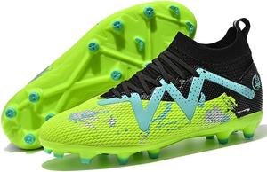 Мужские футбольные бутсы FG с противоскользящей подошвой для игры в зале и на улице, футбольная и теннисная обувь Generic, зеленый