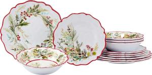 Certified International Christmas Gatherings набор из 12 предметов меламиновой посуды, сервировка на 4 персоны, мультиколор