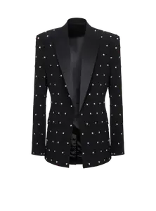 Пиджак с вышитыми звездами Balmain, черный