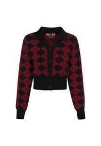 Вязаный кардиган myMo ROCKS, бордовый/черный