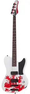 Schecter Simon Gallup Ultra Spitfire - глянцево-белый с графикой красного льва