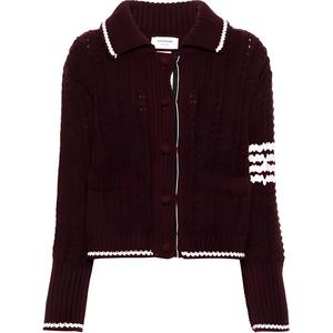 Кардиган из 100% шерсти 4-Bar THOM BROWNE, Burgundy
