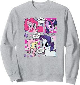 Толстовка с изображением группового кадра из комикса My Little Pony: Friendship Is Magic, серый