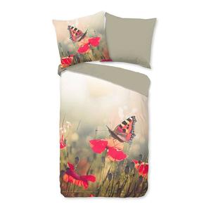 Постельное белье Good morning Poppies, renforcé - зеленый - 155 x 220 см + подушка 80 x 80 см
