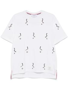 Thom Browne футболка с вышивкой, белый