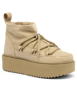 Женские зимние ботинки Inuikii кожаные на платформе, бежевый