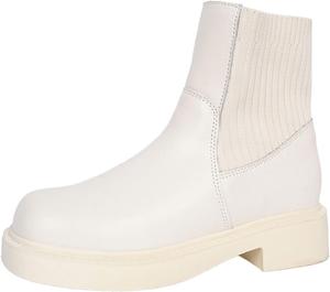 Женские ботильоны модные на шнуровке, с эластичной вставкой, средней высоты, с круглым носком, без застежки, на низком каблуке, зимние теплые ботильоны Generic, B-White