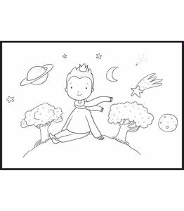 Раскраска в виде плаката для детей и других, с красивой графикой, Маленький принц и Планета, формат 50х70 см. Inna marka