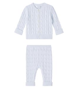 Вязаный кардиган и брюки из хлопка Polo Ralph Lauren Kids, Pearl Blue