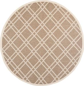 Ковер SAFAVIEH, 239 x 239 см, Courtyard Collection круглый коричневый/бежевый CY6923 с узором Trellis для дома и улицы, водонепроницаемый, легко чистится, для патио, заднего двора, прихожей
