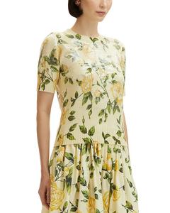 Свитер с короткими рукавами «Английская роза» Oscar de la Renta, желтый