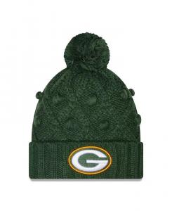 Женская зеленая вязаная шапка с манжетами и помпоном Green Bay Packers Toasty New Era, зеленый
