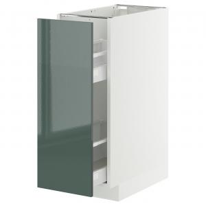 Напольный шкаф/выдвижная внутренняя часть, белый/глянцевая темно-серо-зеленая краска Kallarp, 30x60 см IKEA Metod / Maximera