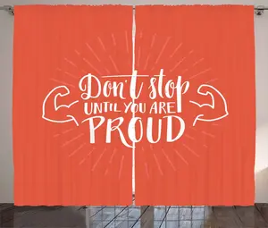 Штора ABAKUHAUS Fitness Rustic, Don't Stop Arms Biceps, универсальная ленточная штора для гостиной с петлями и крючками, 280 x 175 см, цвет: темно-коралловый Abakuhaus