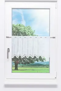 Штора для кафе - арочный узор (Ш x В) 151,2 см * 30 см, чисто-белый/белый Lysel