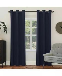 Энергосберегающая шторная штора Preston Blackout с люверсами Sun Zero, синий