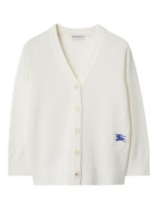 Burberry Kids шерстяной кардиган с нашивкой EKD, белый