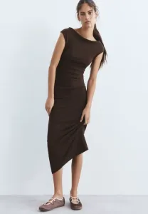 Платье-Миди из трикотажа с открытой спиной Pull&Bear, Brown